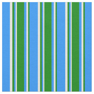 Tissu Lignes bleu, vert et beige Motif