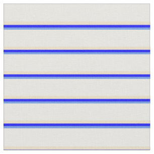 Tissu Lignes bleues, bleues, tanes et blanches