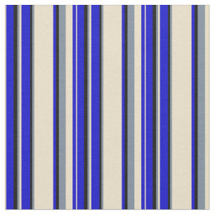Tissu Lignes bleues, bronzées, gris ardoise légère et no