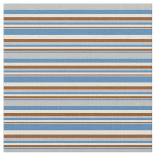 Tissu Lignes bleues, grises, Brown et beiges