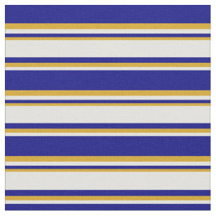 Tissu Lignes Bleues, Jaunes clairs et Rouges d'or
