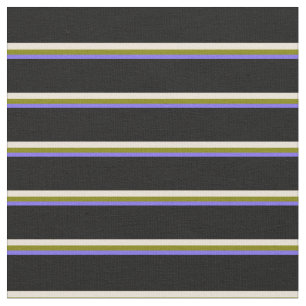 Tissu Lignes bleues, vertes, bisques et noires