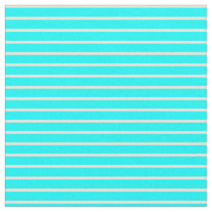 Tissu Lignes cyan et beige