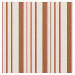 Tissu Lignes cyanes, rouges et Brown