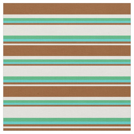 Tissu Lignes de couleur beige, Brown, turquoise et vert (Fermer)
