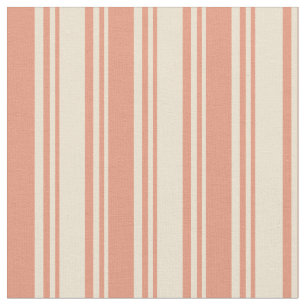 Tissu Lignes de couleur beige et Saumon foncé