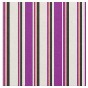 Tissu Lignes de couleur beige, violet, Saumon foncé et n