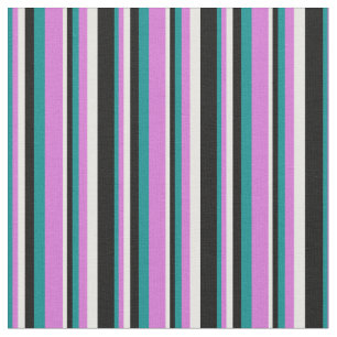 Tissu Lignes de couleur cyan foncé, orchidée, blanche et