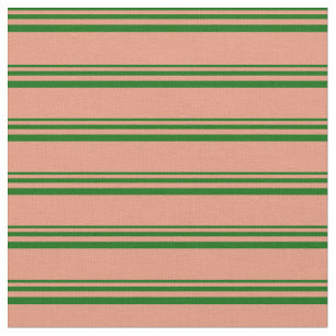 Tissu Lignes de couleur Saumon foncé et vert foncé