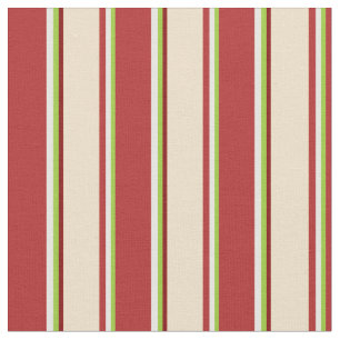 Tissu Lignes de couleur verte, blanche, rouge, bronzée e