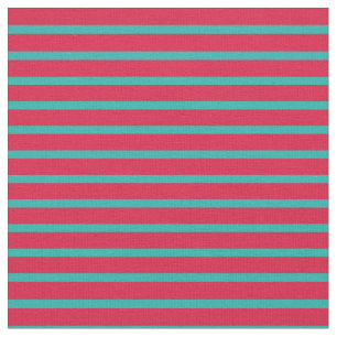 Tissu Lignes de couleur verte de mer claire et Crimson