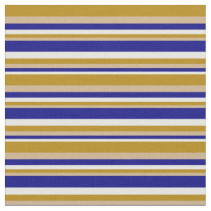 Tissu Lignes d'or blanches, bleues, bronzées et foncées