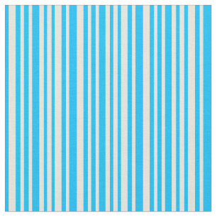 Tissu Lignes en bleu ciel profond et en beige