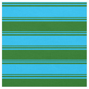 Tissu Lignes en bleu ciel profond et vert foncé