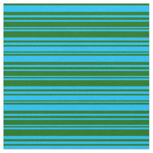 Tissu Lignes en bleu ciel profond et vert foncé
