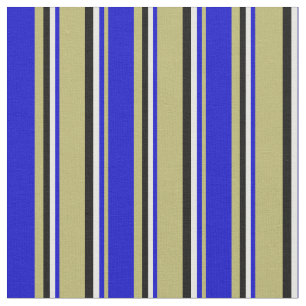 Tissu Lignes foncées en kaki, bleu, blanc et noir