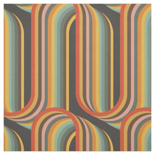 Tissu Lignes géométriques colorées rétro (Échantillon)