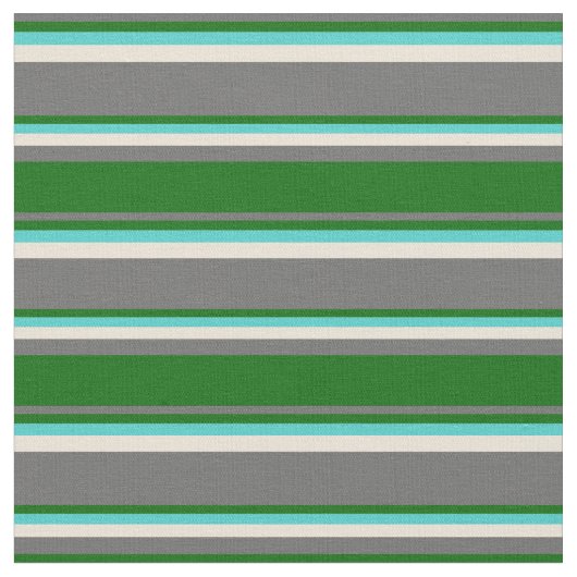 Tissu Lignes gris foncé, vert foncé, turquoise et bisque (Fermer)