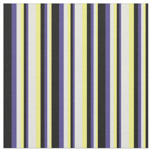 Tissu Lignes jaune, beige, ardoise foncée Bleu & Noir