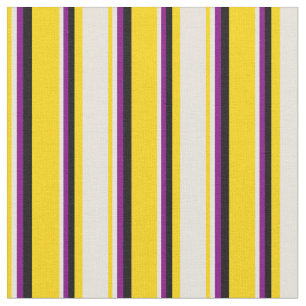 Tissu Lignes jaunes, beiges, pourpres et noires