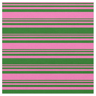 Tissu Lignes/Motif à rayures roses chaudes et vert foncé