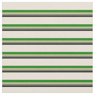 Tissu Lignes noires, grises dim, bronzées, vertes et bis