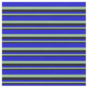 Tissu Lignes noires, vertes de la mer foncée et bleues