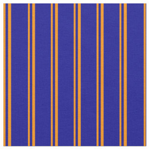Tissu Lignes orange foncé et bleu foncé
