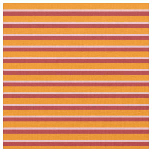 Tissu Lignes orange foncé, rose et rouge
