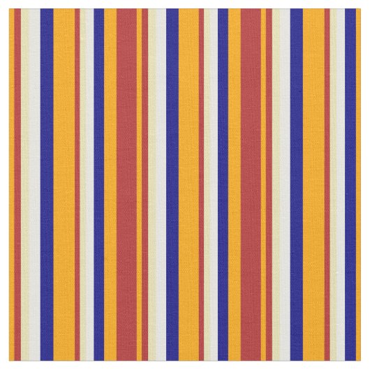 Tissu Lignes orange, rouge, tan, blanc et bleu (Fermer)