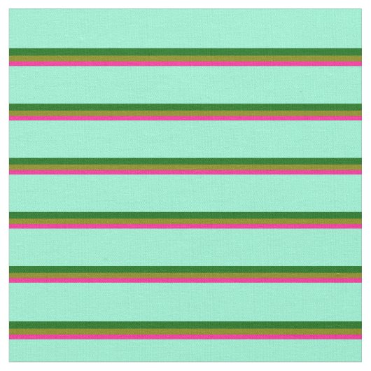 Tissu Lignes roses profondes, vertes, vertes foncées et (Fermer)