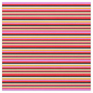 Tissu Lignes rouge, violet, orange, blanc et noir
