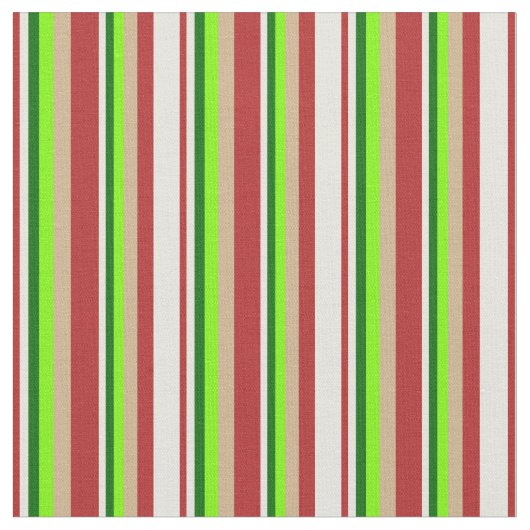 Tissu Lignes rouges, beiges, vert foncé, vertes et teint (Fermer)