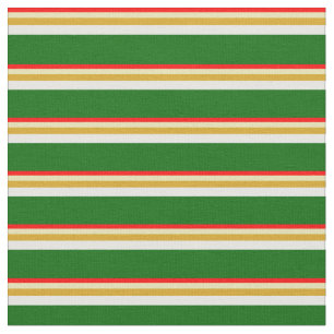 Tissu Lignes rouges, Tan, Goldenrod, White et Dark Green