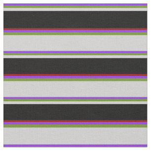 Tissu Lignes rouges violettes, vertes, claires, noires e