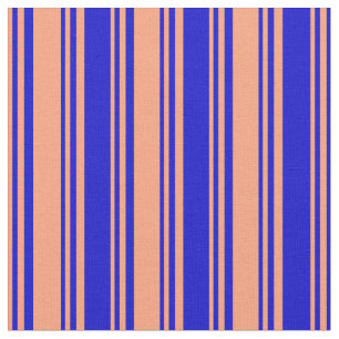 Tissu Lignes Saumon clair et bleu