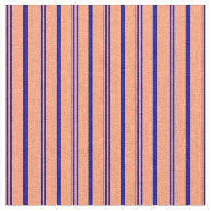 Tissu Lignes Saumon clair et bleu foncé