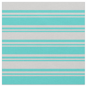 Tissu Lignes turquoise et gris clair
