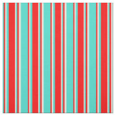 Tissu Lignes turquoise, rouge et beige (Échantillon)