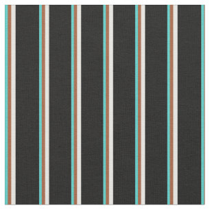 Tissu Lignes turquoise, sienne, blanche et noire