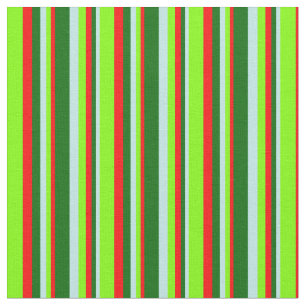 Tissu Lignes Turquoise, Vert foncé, Rouge et Chartreuse