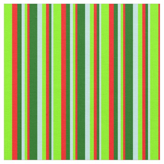Tissu Lignes Turquoise, Vert foncé, Rouge et Chartreuse (Fermer)