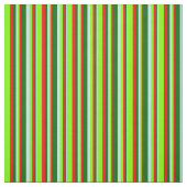 Tissu Lignes Turquoise, Vert foncé, Rouge et Chartreuse (Échantillon)