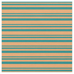 Tissu Lignes turquoises et Brown