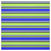 Tissu Lignes Vert clair, Bleu, Beige & Noir (Échantillon)