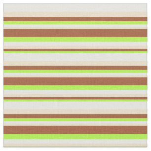 Tissu Lignes vert clair, Sienna, Tan et Blanc