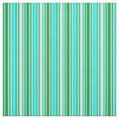 Tissu Lignes vert forêt, Aqua et vert clair Cyan (Échantillon)