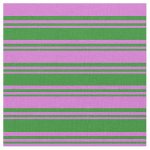 Tissu Lignes vert forêt et couleur orchidée