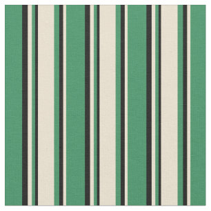 Tissu Lignes vert mer, beige et noir