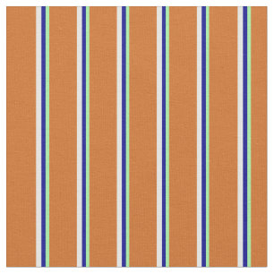 Tissu Lignes vertes, Bleues foncées, Blances et Chocolat
